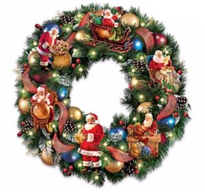 the bradford exchange santa’s busy season illuminated christmas wreath