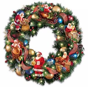 The Bradford Exchange Santa's Busy Season Illuminated Christmas Wreath