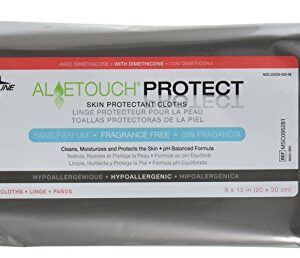 Medline Aloetouch Protect Dimethicone Skin Protectant Wipes, Hypoallergenic, Fragrance-Free, 24 Count (Pack of 24)