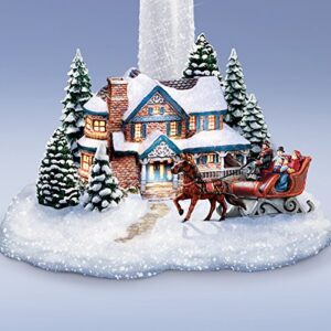 Thomas Kinkade Holiday Lights, Spirits Bright Village Candleholders with Flameless Candles by The Bradford Exchange