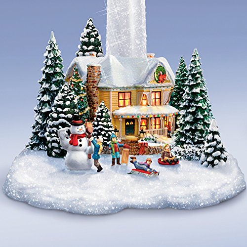 Thomas Kinkade Holiday Lights, Spirits Bright Village Candleholders with Flameless Candles by The Bradford Exchange