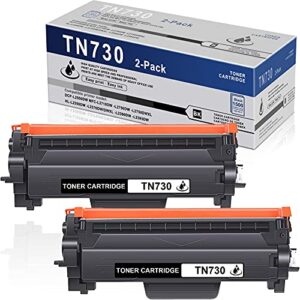 vit compatible 2 pack tn-730 tn730 toner cartridge black replacement for brother dcp-l2550dw mfc-l2710dw l2750dw l2750dwxl hl-l2350dw l2370dwdwxl l2390dw l2395dw printer