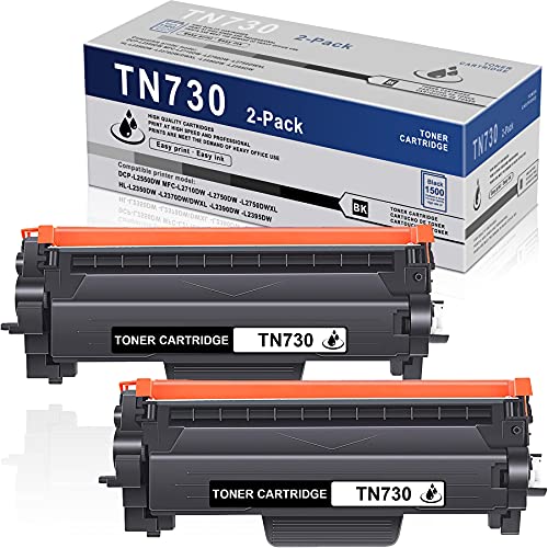 VIT Compatible 2 Pack TN-730 TN730 Toner Cartridge Black Replacement for Brother DCP-L2550DW MFC-L2710DW L2750DW L2750DWXL HL-L2350DW L2370DWDWXL L2390DW L2395DW Printer