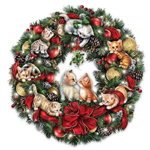 the bradford exchange merry mischief makers illuminated always in bloom wreath with kittens