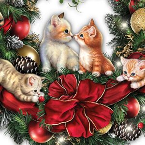 The Bradford Exchange Merry Mischief Makers Illuminated Always in Bloom Wreath with Kittens