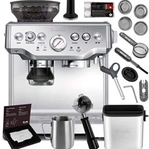 Breville BES870XL Barista Express Espresso Machine Brushed - Stainless Steel + Manufacturer's Warranty + Knock Box Mini