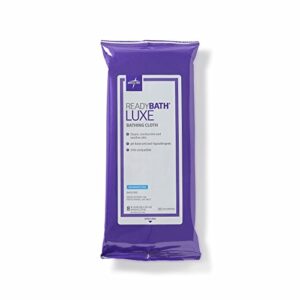 medline readybath luxe body cleansing cloth wipes, fragrance free, extra thick wipes (8 count pack, 24 packs)