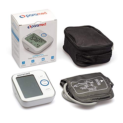 Paramed Blood Pressure Monitor - Bp Machine - Automatic Upper Arm Blood Pressure Cuff 8.7-15.7 inches - Large LCD Display 120 Sets Memory - Device Bag & Batteries Included