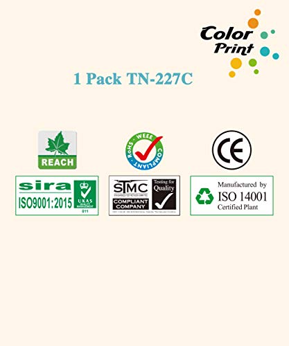 (1-Pack, Cyan) ColorPrint TN227 Compatible Toner Cartridge Replacement for Brother TN-227 TN227C TN-223 TN223 Work with MFC-L3770CDW MFC-L3750CDW HL-L3230CDW HL-L3290CDW HL-L3210CW MFC-L3710CW Printer