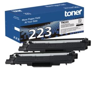 2pack tn223bk toner cartridge (1,900 pages) – compatible tn-223 black toner replacement for brother hl-l3210cw hl-l3230cdw hl-l3290cdw mfc-l3710cw mfc-l3750cdw printer, tn223 black sold by onward