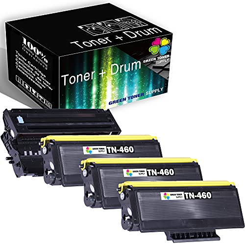 (3 Pack Toner/1 Pack Drum) Green Toner Supply Compatible TN460 DR400 Toner Cartridge Drum Unit Replacement for Brother HL-1240 MFC-8600 MFC-9700 Printer