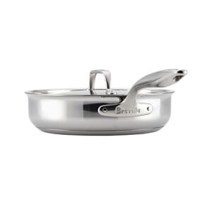 Breville Clad Stainless Steel Saute Pan / Frying Pan / Fry Pan with Lid - 3.5 Quart, Silver