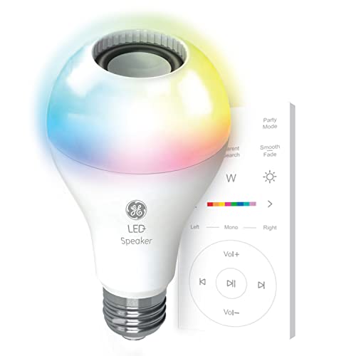 GE LED+ Color Changing Speaker LED Light Bulb with Remote, Daylight + Multicolor, A21 Standard Bulb