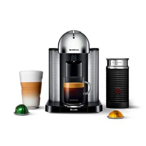 nespresso vertuo coffee and espresso maker by breville aeroccino, chrome