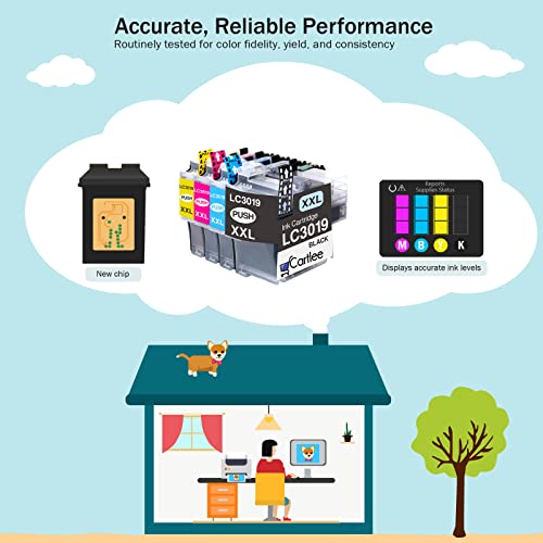 Cartlee 4 Compatible Ink Cartridges Replacement for Brother LC3019 XXL Super High Yield for MFC-J5330DW MFC-J6530DW MFC-J6930DW MFC-J6730DW 3019XXL LC Printer (1 Black, 1 Cyan, 1 Magenta, 1 Yellow)