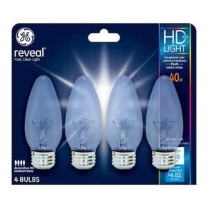 ge reveal 40-watt dimmable b13 decorative 64520 incandescent light bulb (4-pack)
