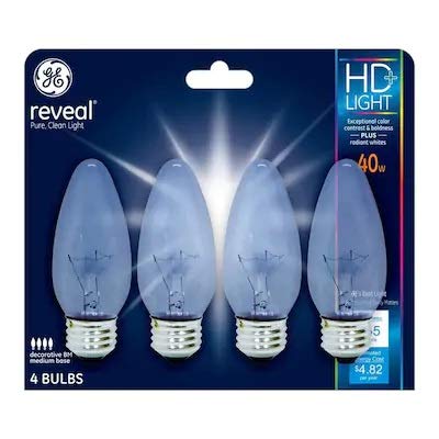 GE Reveal 40-Watt Dimmable B13 Decorative 64520 Incandescent Light Bulb (4-Pack)