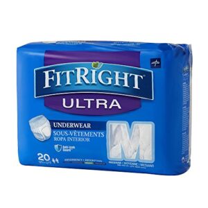medline fitright ultra protective underwear, m, 28-40″, 80/cs, shape, (pack of 80)