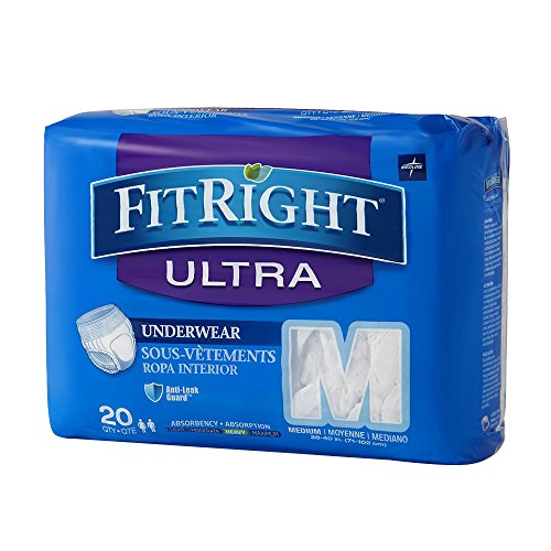 Medline Fitright Ultra Protective Underwear, M, 28-40", 80/Cs, Shape, (Pack of 80)