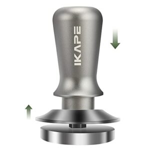 ikape 53mm espresso tamper, premium barista coffee tamper with calibrated spring loaded, 100% flat stainless steel base tamper fits for breville series 54mm portafilter basket