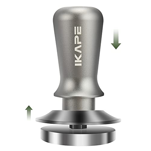 IKAPE 53mm Espresso Tamper, Premium Barista Coffee Tamper with Calibrated Spring Loaded, 100% Flat Stainless Steel Base Tamper Fits for Breville Series 54mm Portafilter Basket