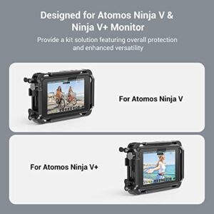 SmallRig Cage Kit for Atomos Ninja V/Ninja V+, with NATO Rail, 1/4”-20 Screw, M3 Screw，HDMI Cable Clamp, and Sunhood, Fully Protect Camera Monitor - 3788