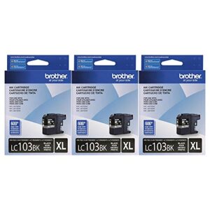 brother printer lc103bk high yield ink cartridge, black (3, black)