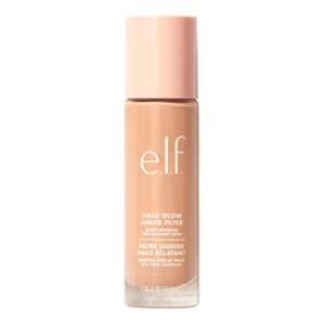 e.l.f. halo glow liquid filter, complexion booster for a glowing, soft-focus look, infused with hyaluronic acid, vegan & cruelty-free, light/medium