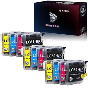 wolfgray 12pk lc61 compatible lc61bk lc61c lc61m lc61y ink cartridge for brother mfc-490cw mfc-495cw mfc-j615w mfc-j630w mfc-790cw mfc-290c dcp-165c dcp-385c dcp-585cw mfc-5490cn mfc-5890cn mfc-6490cw