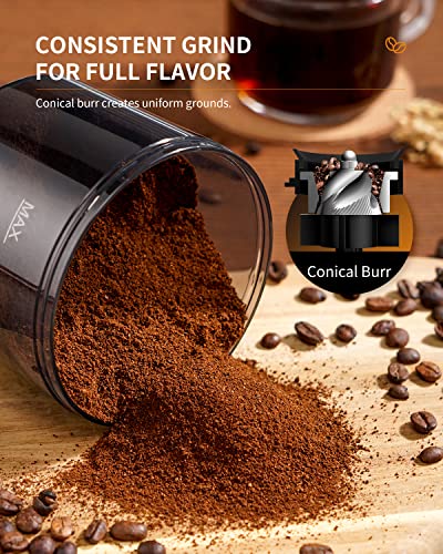 SHARDOR Conical Burr Coffee Grinder, Electric Adjustable Burr Mill with 35 Precise Grind Setting for 2-12 Cup, Black