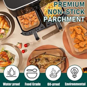 Air Fryer Disposable Paper Liner, Rectanglar Airfryer Insert Parchment Tray Liners for Ninja Foodi DZ201 Dual Basket Oven Accessories, Food Grade Unbleached Waterproof Non Stick Baking Cooking Filters