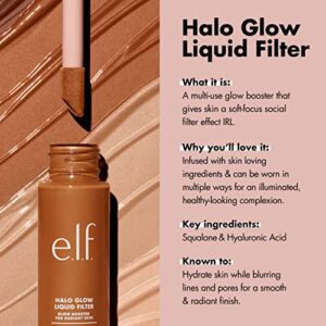 e.l.f. Halo Glow Liquid Filter, Complexion Booster For A Glowing, Soft-Focus Look, Infused With Hyaluronic Acid, Vegan & Cruelty-Free, Tan/Deep