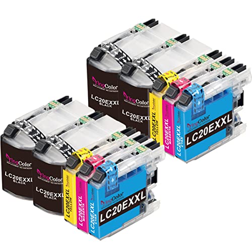 Compatible LC20E Ink Cartridge Replacement for Brother LC20E XXL LC20EXXL, Work for Brother MFC-J985DW MFC-J775DW J5920DW Printer 10-Pack(4 Black, 2 Cyan, 2 Magenta, 2 Yellow)