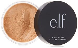 e.l.f, halo glow setting powder, silky, weightless, blurring, smooths, minimizes pores and fine lines, creates soft focus effect, medium, semi-matte finish, 0.24 oz