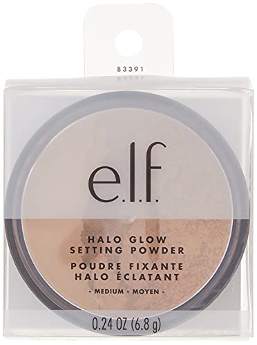 e.l.f, Halo Glow Setting Powder, Silky, Weightless, Blurring, Smooths, Minimizes Pores and Fine Lines, Creates Soft Focus Effect, Medium, Semi-Matte Finish, 0.24 Oz