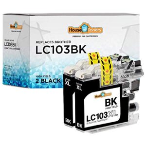 houseoftoners compatible ink cartridge replacements for brother lc103bk (2 black, 2-pack)