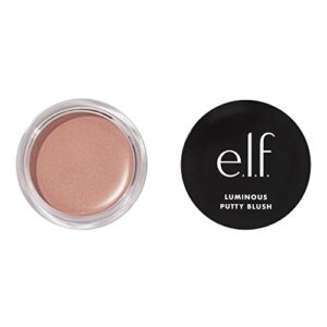 e.l.f. luminous putty blush, putty-to-powder, buildable blush with a subtle shimmer finish, highly pigmented & creamy, vegan & cruelty-free, maui