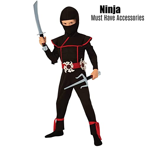 Liberty Imports Deluxe Ninja Warrior Weapons Playset - Kids Pretend Role Play Toy Dress Up Costume Accessories Set