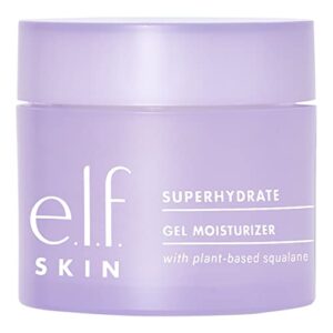 e.l.f., superhydrate moisturiser, fast-absorbing, non-greasy, gel formula, hydrates, tones, clarifies, protects, infused with vitamin e, 1.69 oz