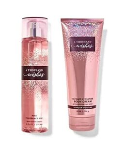 bath & body works – signature collection – a thousand wishes- gift set- fine fragrance mist & ultra shea body cream