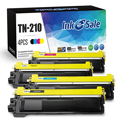 INK E-SALE Compatible Toner Cartridge Replacement for Brother TN210 TN-210(KCMY, 4-Pack), use for Brother HL-3040CN HL-3045CN HL-3070CW HL-3075CW MFC-9010CN MFC-9120CN MFC-9125CN MFC-9320CW MFC-9325CW