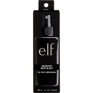 e.l.f. makeup mist & set – large lightweight, long lasting, all-day wear revitalizes, refreshes, hydrates, soothes infused with aloe, green tea and cucumber 4 fl oz
