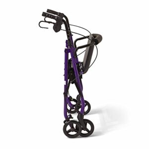 Medline Aluminum Rollator Walker with Seat, Folding Mobility Rolling Walker has 6 inch Wheels, Purple