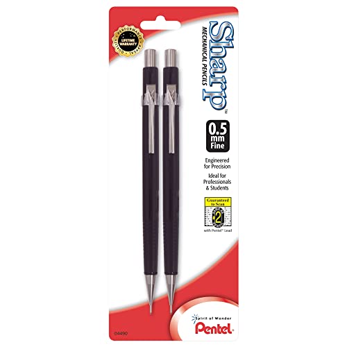 Pentel® Automatic Sharp™ Mechanical Pencils, 0.5 mm, Black, Pack Of 2