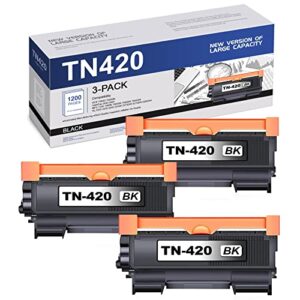 werlike tn420 tn-420 toner cartridge replacement for brother tn420 high yield to use with hl-2270dw hl-2280dw hl-2230 hl-2240 mfc-7360n mfc-7860dw intellifax 2840 2940 printer, tn420 3 pack black