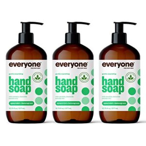 everyone for every body liquid hand soap, 12.75 ounce (pack of 3), spearmint and lemongrass, plant-based cleanser with pure essential oils