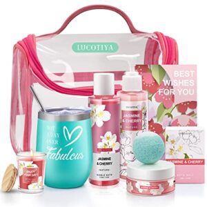 gifts for women bath and body works gift set birthday gifts for women, jasmine cherry blossoms relaxing spa gifts baskets for women gift set for women, mom, her, sister, friend, grandma