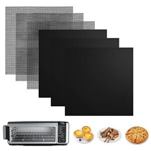 3pcs air fryer oven liners and 3pcs mesh grill mats compatible with ninja foodi sp101 sp201 sp301, 12inch reusable liner for bottom of oven and non-stick air fryer toaster oven mat for oven, microwave