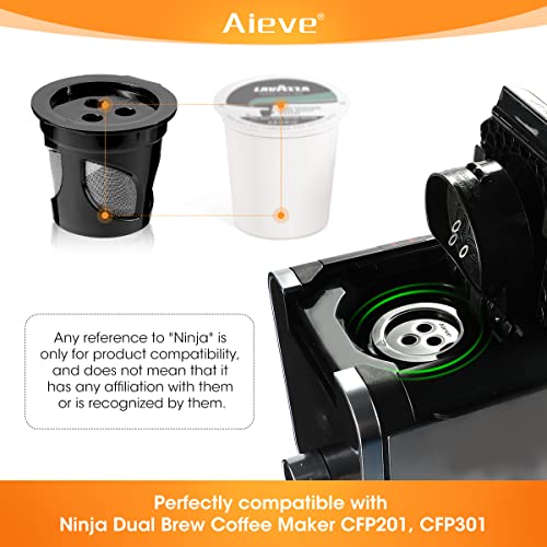 AIEVE 2 Pack Reusable Coffee Pods Compatible with Ninja Dual Brew Coffee Maker, Reusable Coffee Filters K Cup for Ninja Coffee Maker CFP201 CFP301 Dual Brew Pro