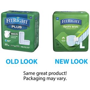 FitRight OptiFit Extra+ Adult Diapers with leak stop guards, Disposable Incontinence Briefs with Tabs, Moderate Absorbency, Large, 44"-56", 20 Count (Pack of 4)